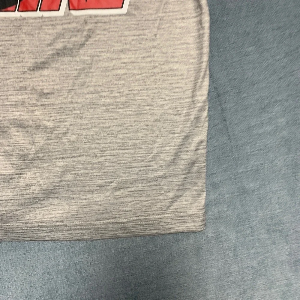 Nike Dri-Fit Raglan T-Shirt Boys 7 Red Gray Space Dye Swoosh Logo Athletic Cut
